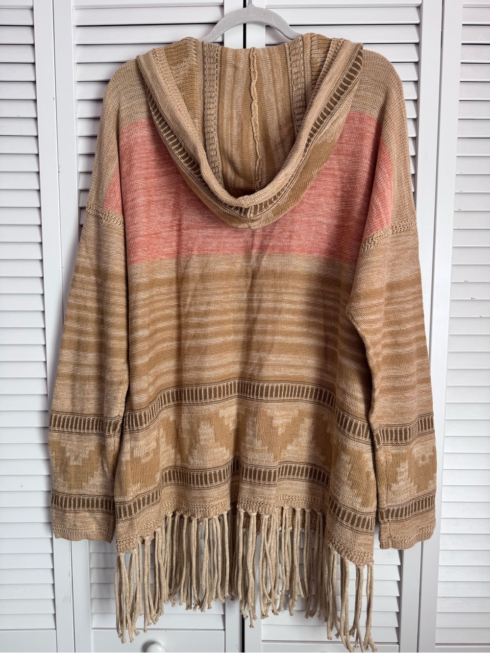 Lauren Ralph Lauren Linen Cotton Aztec Pullover Hoodie Sweater Fringe XL - Picture 6 of 8